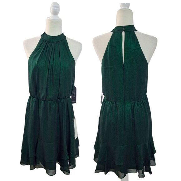 Adrianna Papell Women's Sleeveless Halter Neck Dress Green Party Cocktail Sz 8 - Picture 7 of 9